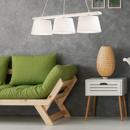 Żyrandol na lince AIDA 3xE27/60W/230V śr. 25 cm dąb/biały