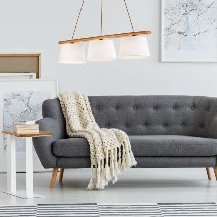 Žyrandol na lince AIDA 3xE27/60W/230V śr. 25 cm dąb