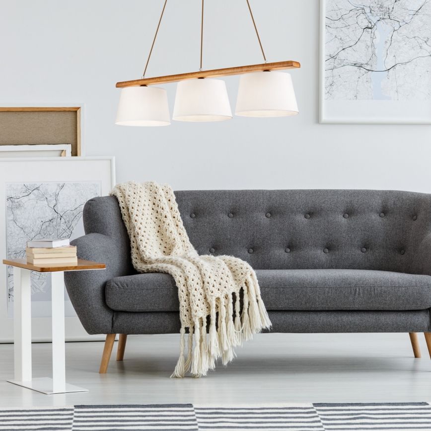 Žyrandol na lince AIDA 3xE27/60W/230V śr. 25 cm dąb