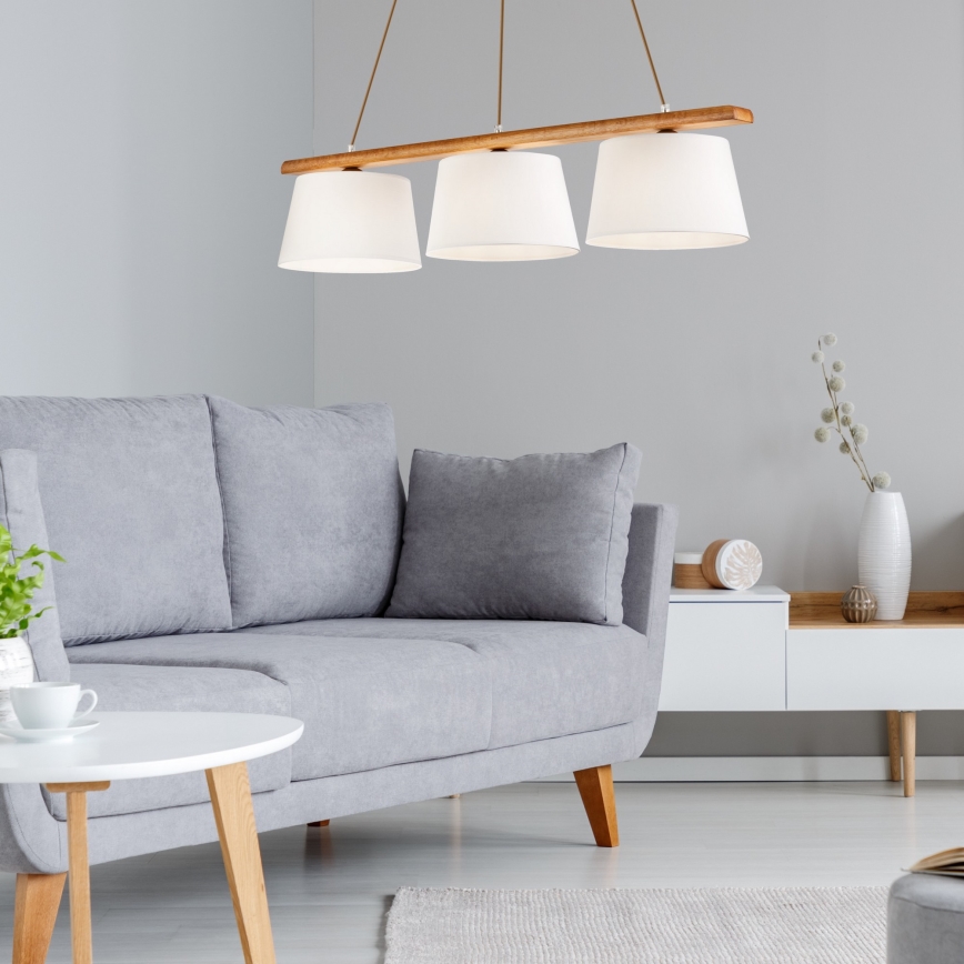 Žyrandol na lince AIDA 3xE27/60W/230V śr. 25 cm dąb