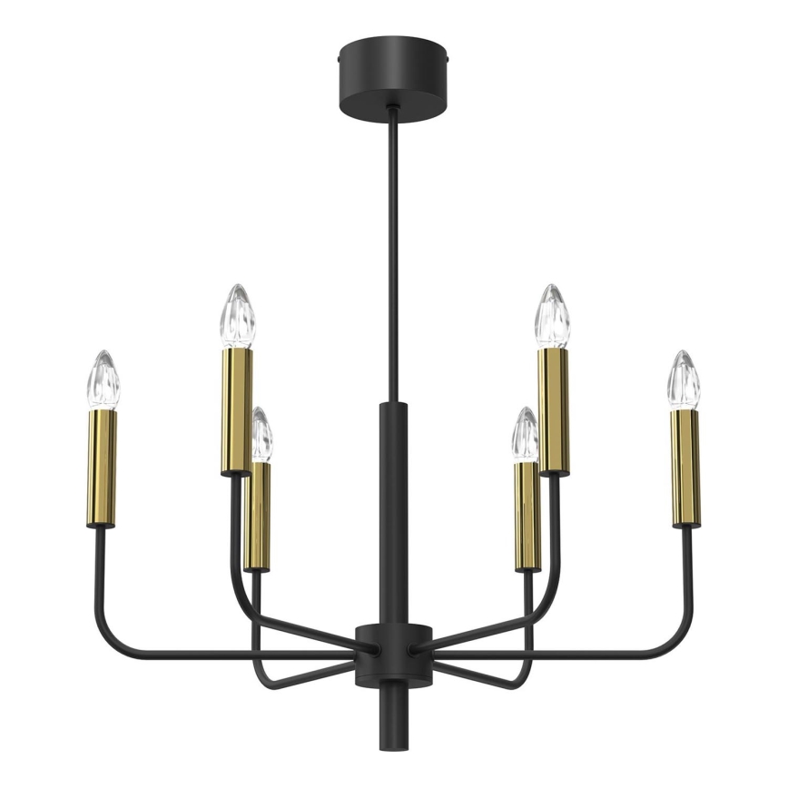 Żyrandol na lince AKASYA 6xE14/15W/230V czarny/złoty