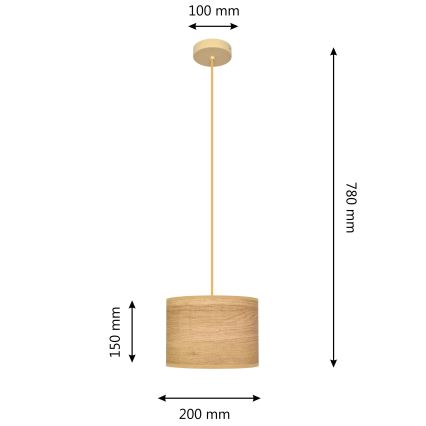 Żyrandol na lince ALBA 1xE27/15W/230V śr. 20 cm brązowy