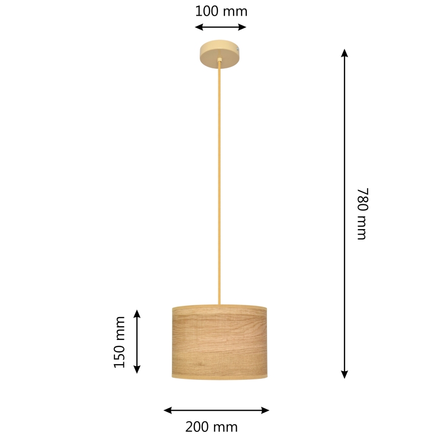 Żyrandol na lince ALBA 1xE27/15W/230V śr. 20 cm brązowy