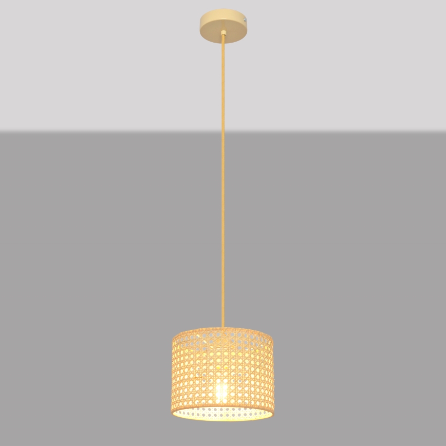 Żyrandol na lince ALBA 1xE27/15W/230V śr. 20 cm rattan