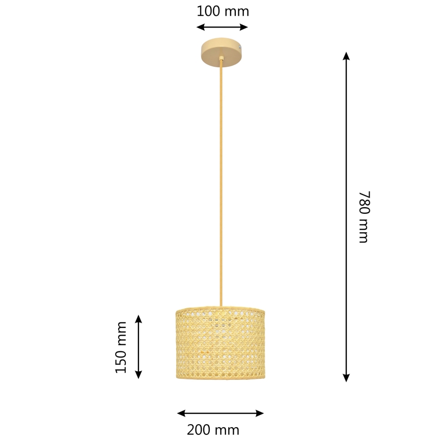 Żyrandol na lince ALBA 1xE27/15W/230V śr. 20 cm rattan