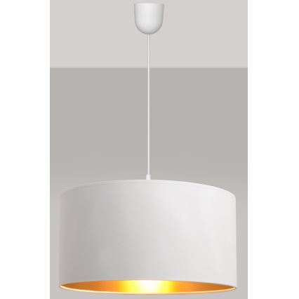 Żyrandol na lince ALBA 1xE27/15W/230V śr. 40 cm biały/złoty