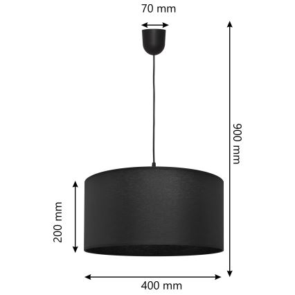 Żyrandol na lince ALBA 1xE27/15W/230V śr. 40 cm czarny
