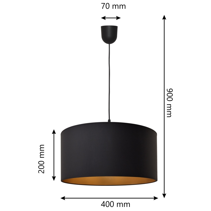 Żyrandol na lince ALBA 1xE27/15W/230V śr. 40 cm czarny/złoty