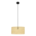 Żyrandol na lince ALBA 1xE27/15W/230V śr. 40 cm rattan/czarne