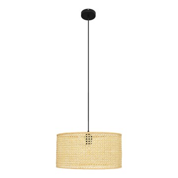 Żyrandol na lince ALBA 1xE27/15W/230V śr. 40 cm rattan/czarne