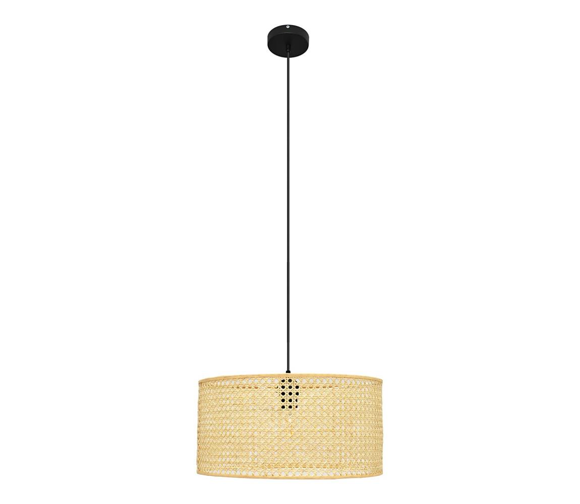 Żyrandol na lince ALBA 1xE27/15W/230V śr. 40 cm rattan/czarne