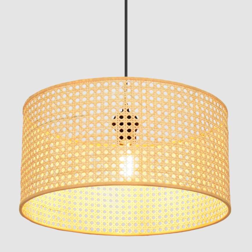 Żyrandol na lince ALBA 1xE27/15W/230V śr. 40 cm rattan/czarne