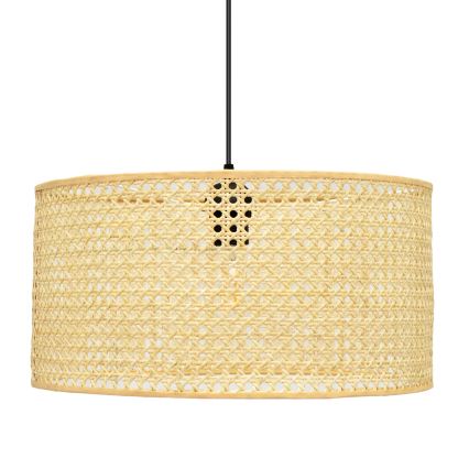 Żyrandol na lince ALBA 1xE27/15W/230V śr. 40 cm rattan/czarne
