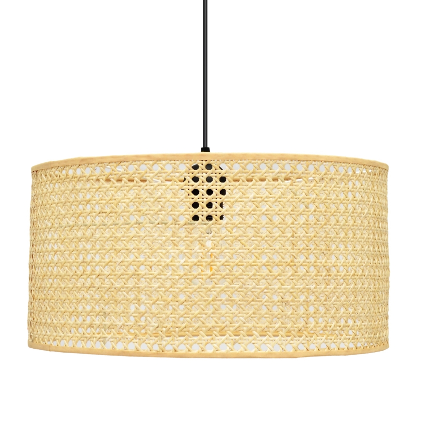 Żyrandol na lince ALBA 1xE27/15W/230V śr. 40 cm rattan/czarne
