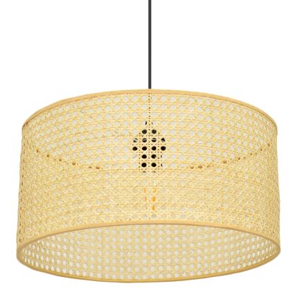 Żyrandol na lince ALBA 1xE27/15W/230V śr. 40 cm rattan/czarne