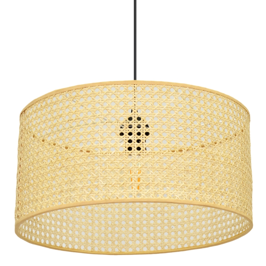 Żyrandol na lince ALBA 1xE27/15W/230V śr. 40 cm rattan/czarne