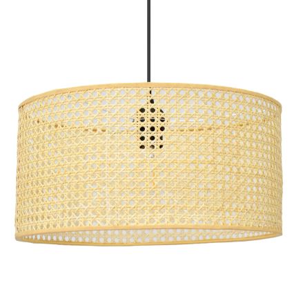 Żyrandol na lince ALBA 1xE27/15W/230V śr. 40 cm rattan/czarne
