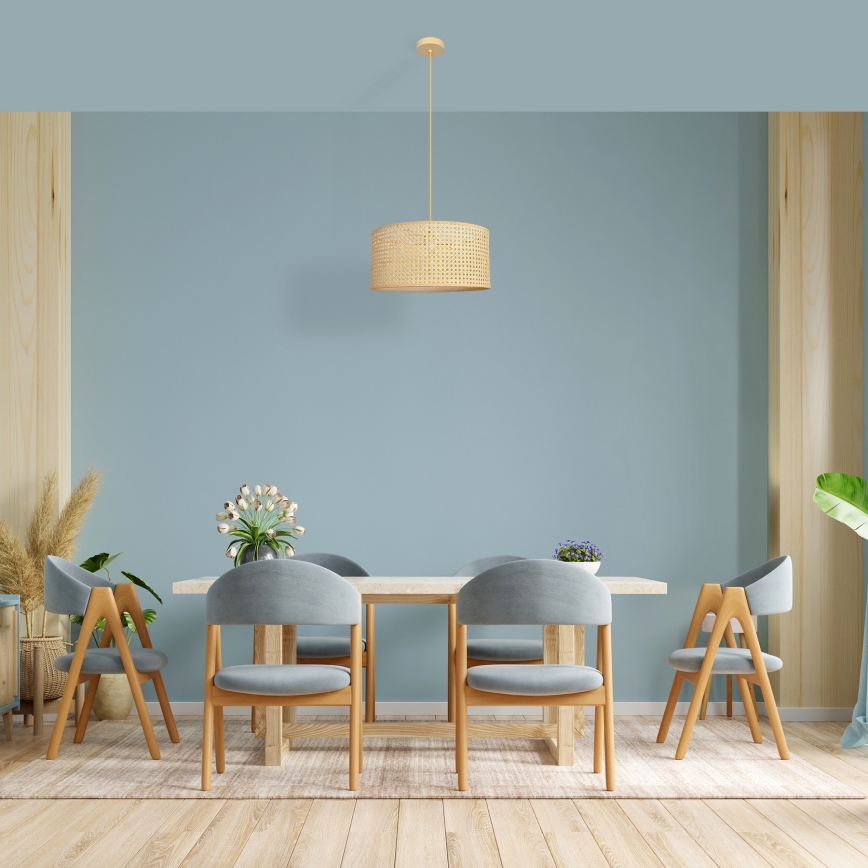 Żyrandol na lince ALBA 1xE27/15W/230V śr. 40 cm rattan