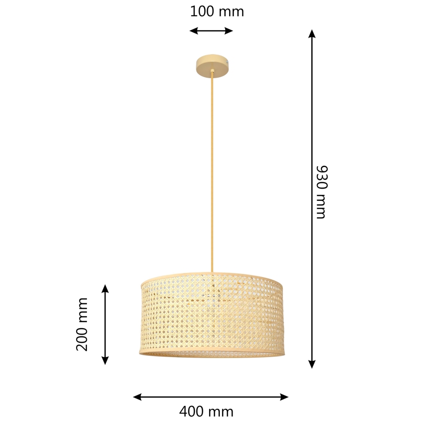 Żyrandol na lince ALBA 1xE27/15W/230V śr. 40 cm rattan