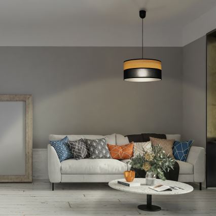 Żyrandol na lince ALBA 1xE27/15W/230V śr. 45 cm czarny/brązowy