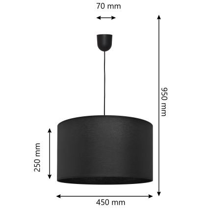 Żyrandol na lince ALBA 1xE27/15W/230V śr. 45 cm czarny