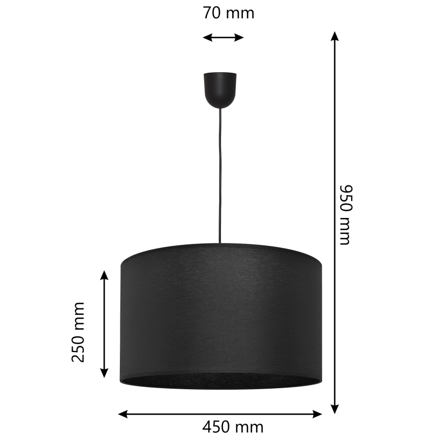 Żyrandol na lince ALBA 1xE27/15W/230V śr. 45 cm czarny