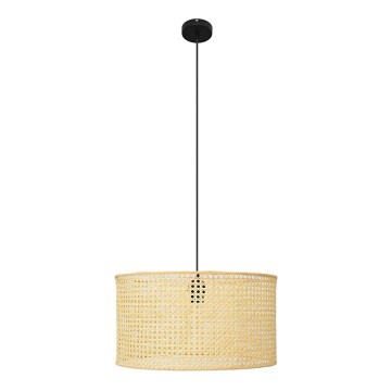 Żyrandol na lince ALBA 1xE27/15W/230V śr. 45 cm rattan/czarne