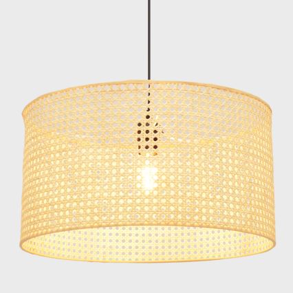 Żyrandol na lince ALBA 1xE27/15W/230V śr. 45 cm rattan/czarne