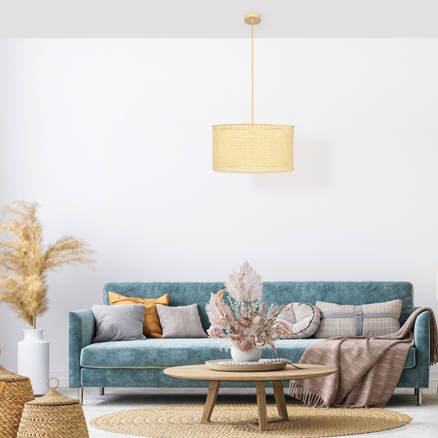 Żyrandol na lince ALBA 1xE27/15W/230V śr. 45 cm rattan