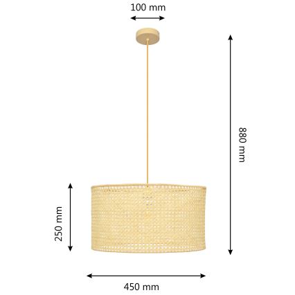 Żyrandol na lince ALBA 1xE27/15W/230V śr. 45 cm rattan