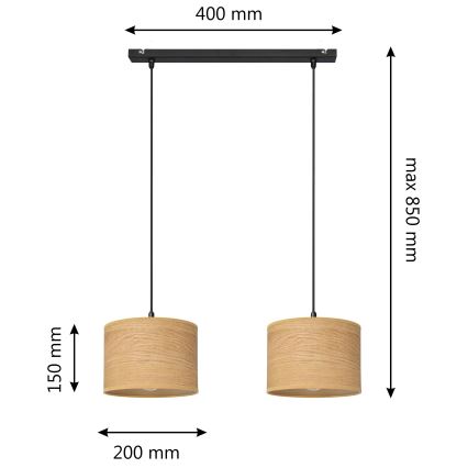Żyrandol na lince ALBA 2xE27/15W/230V brązowe/czarne