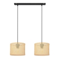 Żyrandol na lince ALBA 2xE27/15W/230V rattan/czarne