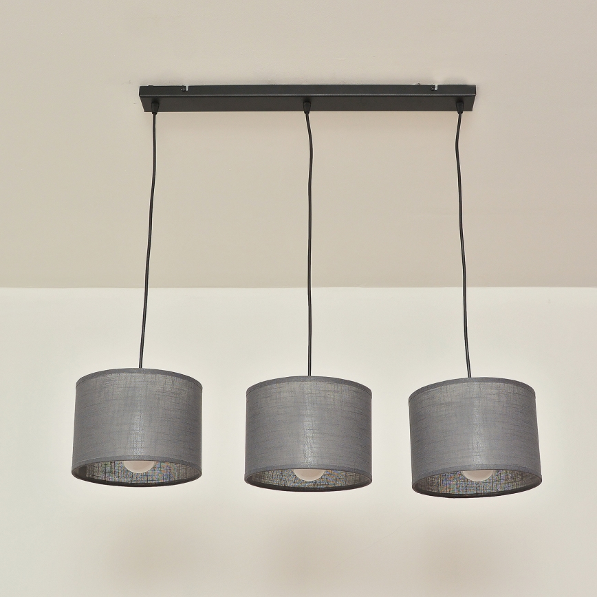 Żyrandol na lince ALBA 3xE27/15W/230V szary