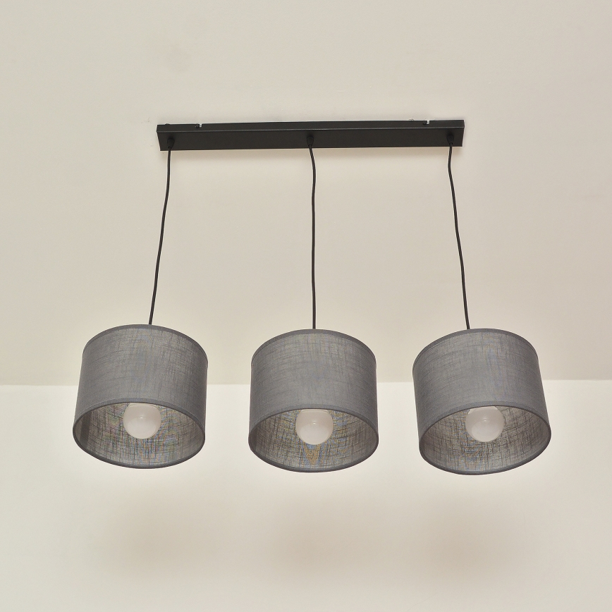 Żyrandol na lince ALBA 3xE27/15W/230V szary