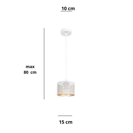 Żyrandol na lince ALDO 1xE27/60W/230V śr. 15 cm biały