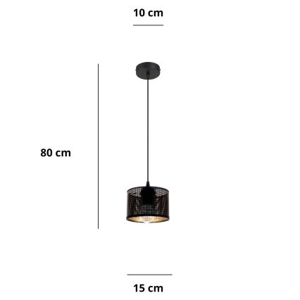 Żyrandol na lince ALDO 1xE27/60W/230V śr. 15 cm czarny