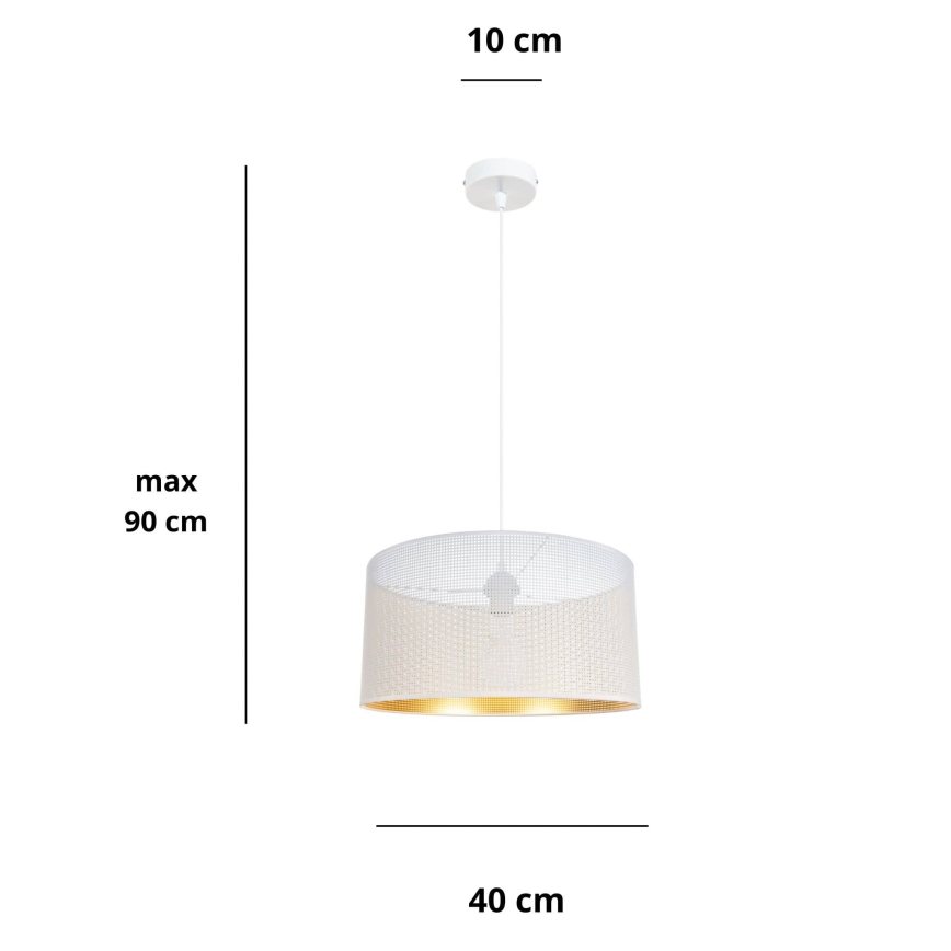 Żyrandol na lince ALDO 1xE27/60W/230V śr. 40 cm biały