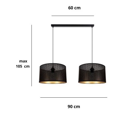 Żyrandol na lince ALDO 2xE27/60W/230V czarny