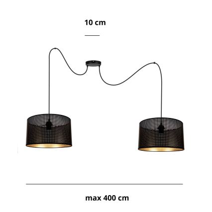 Żyrandol na lince ALDO 2xE27/60W/230V pająk czarny