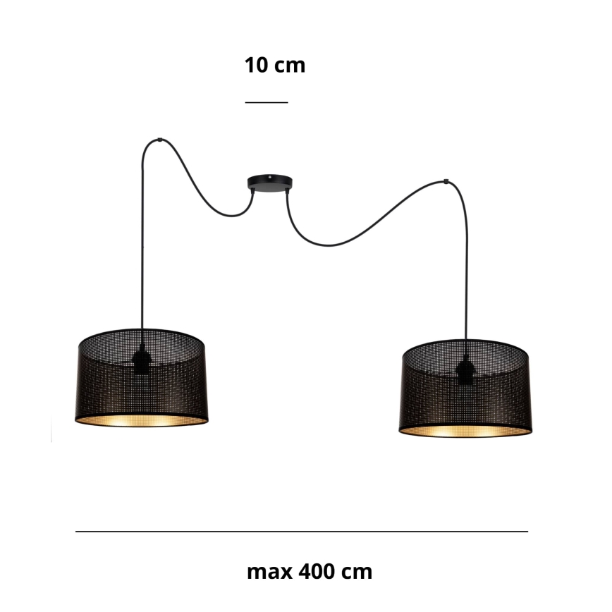 Żyrandol na lince ALDO 2xE27/60W/230V pająk czarny
