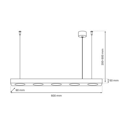 Żyrandol na lince ALEXANDER 5xGX53/12W/230V czarny