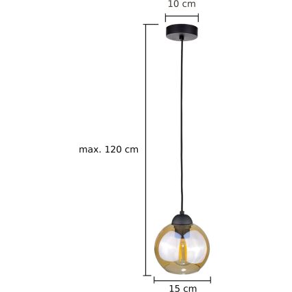 Żyrandol na lince AMBRE BLACK 1xE27/60W/230V