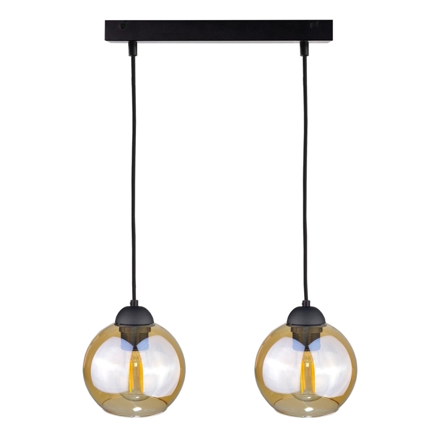 Żyrandol na lince AMBRE BLACK 2xE27/60W/230V
