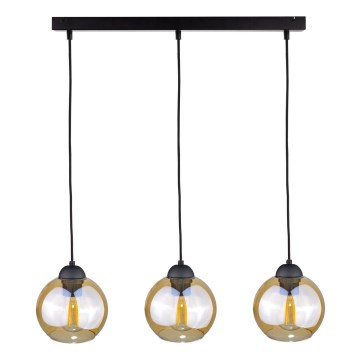 Żyrandol na lince AMBRE BLACK 3xE27/60W/230V czarny/dymna brązowy