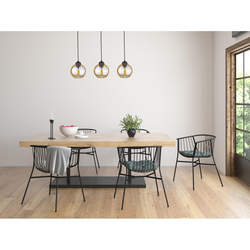 Żyrandol na lince AMBRE BLACK 3xE27/60W/230V czarny/dymna brązowy