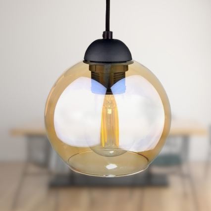 Żyrandol na lince AMBRE BLACK 3xE27/60W/230V czarny/dymna brązowy