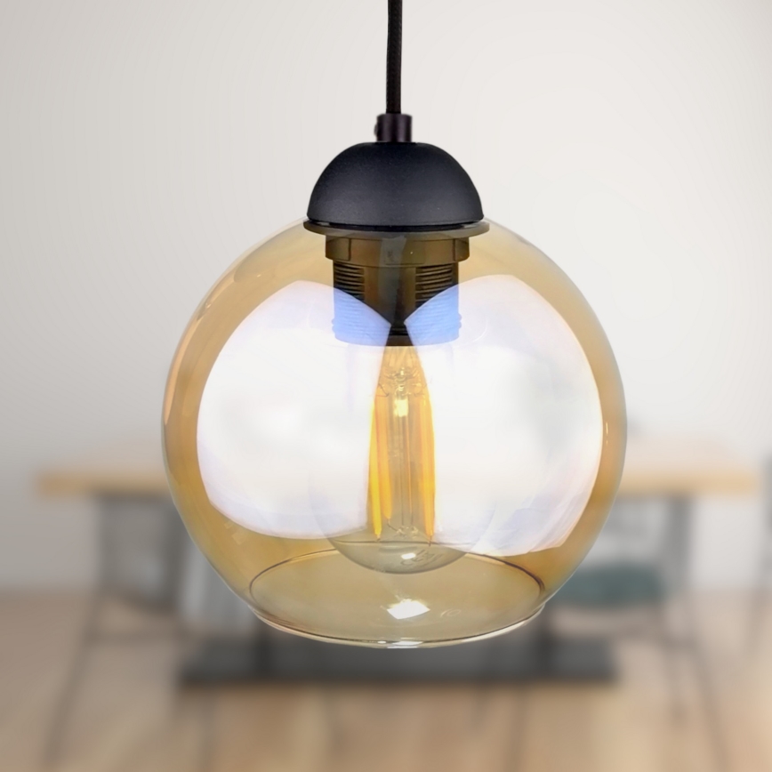 Żyrandol na lince AMBRE BLACK 3xE27/60W/230V czarny/dymna brązowy