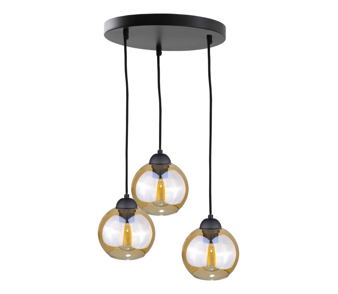 Żyrandol na lince AMBRE BLACK 3xE27/60W/230V śr. 30 cm