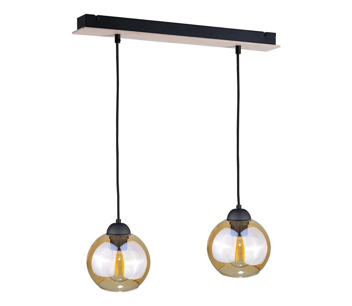 Żyrandol na lince AMBRE WOOD 2xE27/60W/230V