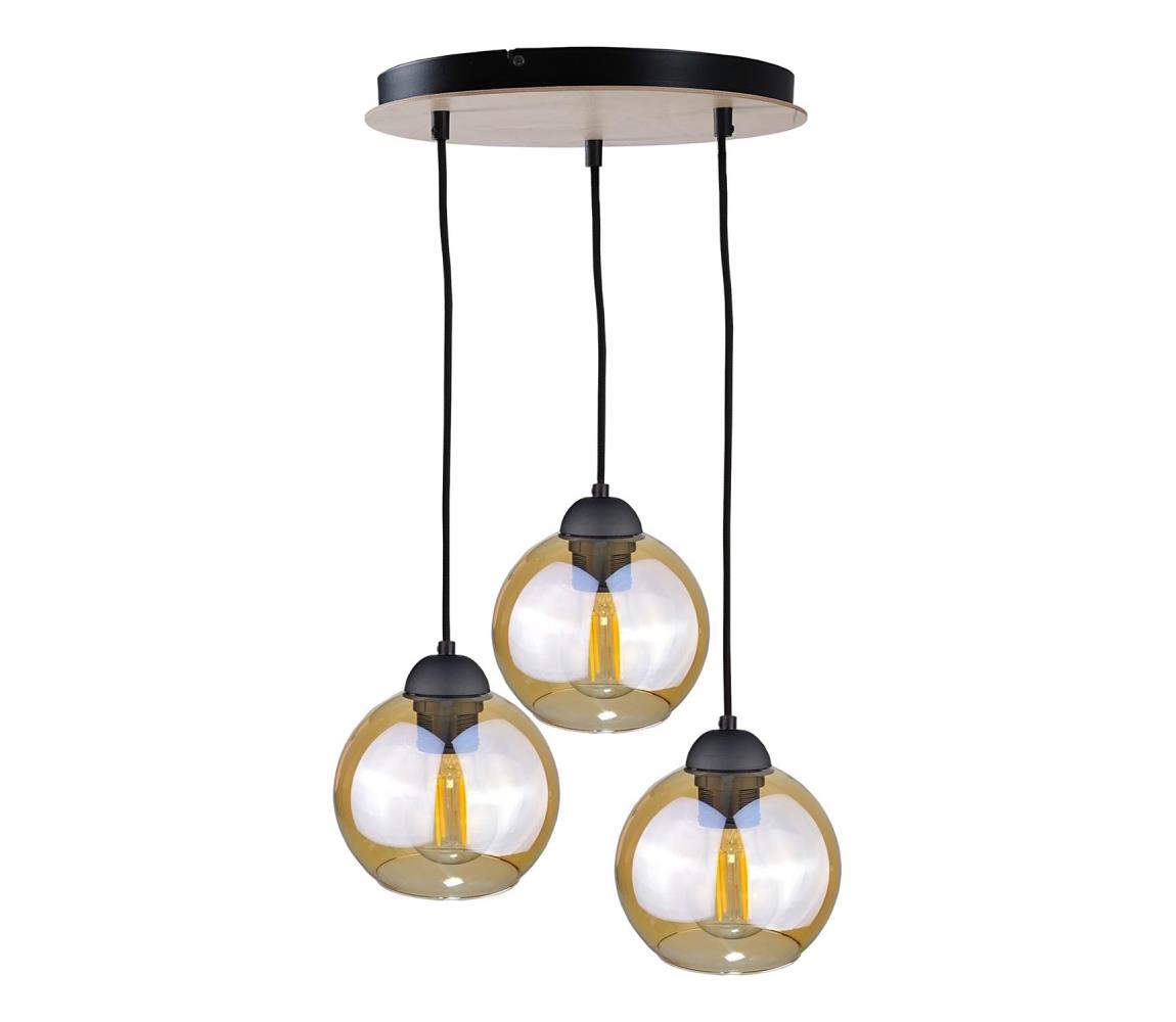 Żyrandol na lince AMBRE WOOD 3xE27/60W/230V śr. 30 cm